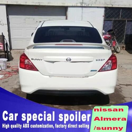 Big spoiler high quality ABS for nissan Almera sunny 2011 2012 2013 2014 2015 2016 2017 red brake light install spoiler primer