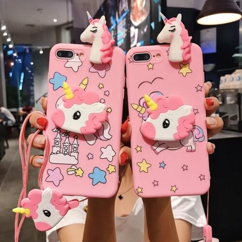 Unicorn TPU Ring Phone Strap Rope Case For Samsung S7Edge S8 S9 S10 S20 Plus Note 8 9 10 Plus A10 20 30 40 50 01 51 71