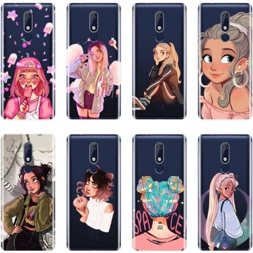 Back Cover For Nokia 2.1 3.1 5.1 6.1 7.1 Soft Silicone Kawaii Girl Japan Kpop Phone Case For Nokia 2.1 3.1 5.1 6.1 7.1 Plus Case