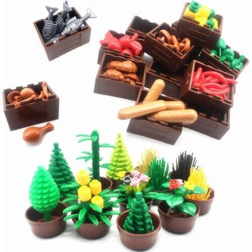MOC City Building Bricks Plant Flowers Tree Fruits Food Toys DIY Street View Decor Compatible MOC Parts Blocks for Children Kids