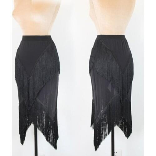 Latin Dance Costume See-Through Gauze Sexy Tassel Skirt For Women Latin Dance Competition Dress Cha Cha Dance Clothes DQL3050