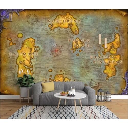 Custom wallpaper 3d mural European ancient map online game World of Warcraft map background wall paper Papel de parede
