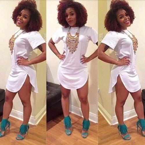 Dresses for women summer dress summer clothes American clothes woman clothes polyester short sleeve split irregular dress retro