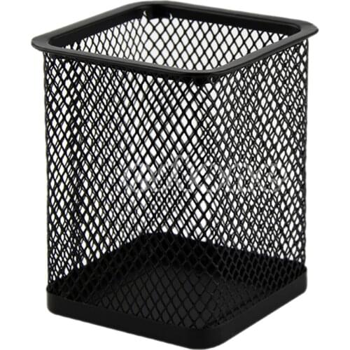 Rectangular Mesh Style Metal Black Pencil Holder Organizer Desk Pen Containers