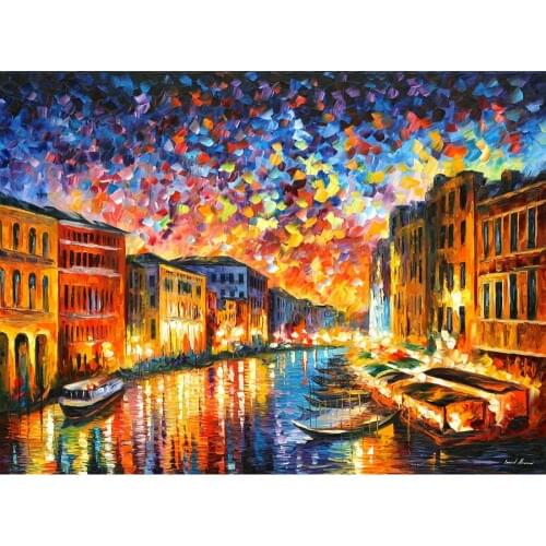 Contemporary art venice grand canal knife oil painting canvas beautiful landscape pictures for wall decor
