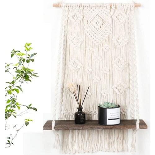 Bohemian Shelves Hand-woven Tapestry Living Room Bedroom Hotel Wall Storage Cotton Rope Bohemian Decoration Home Decoration