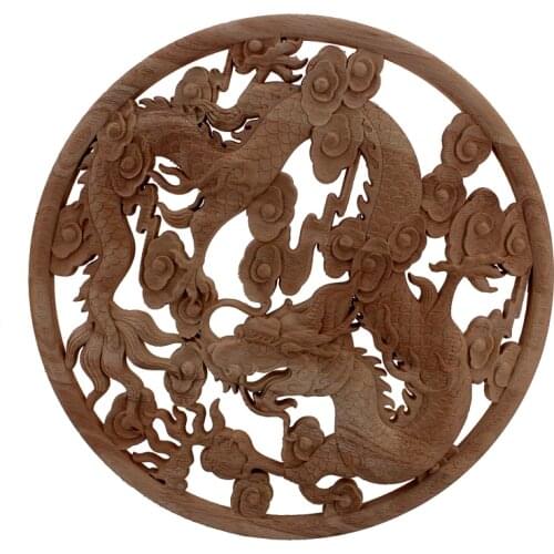 VZLX Shape Home Woodcarving Decal Unpainted Wooden Carved Furniture Bed Applique Wall Cabinet Decor Crafts Wood Chinas Wind