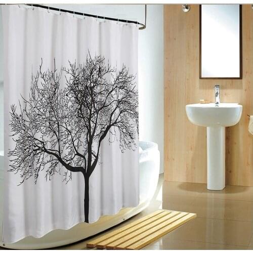 DUNXDECO Shower Curtain Bathroom Waterproof Cortinas Artistic Creative Big Tree Print Fabric Textile Rideau Decoration