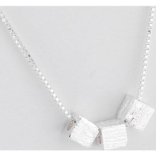 VENTFILLE 925 Sterling Silver Female Korean Style Simple Brushed Geometric Ins Necklace