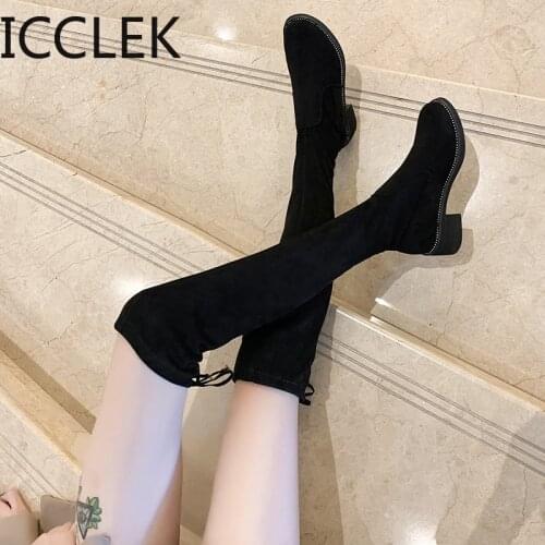 2020 Winter Over The Knee Boots Women Stretch Fabric Thigh High Sexy Woman Shoes Long Bota Feminina zapatos de mujer A262