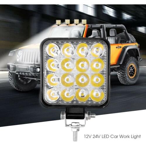 1 Pair Led light bar 48w Led bar 16barra Square Spotlight Off road LED work light 12V 24V For Car Truck 4X4 4WD Car SUV ATV