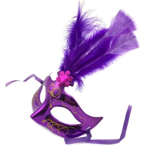 1pc Three Plume Plastic Feather Masks for Halloween Party Performance Stage Show Feather Painted Masks