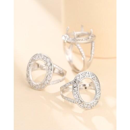 10*14mm 925 STERLING SILVER women Semi Mount Bases Blanks base blank Pad ring Setting jewelry findings diy A5705