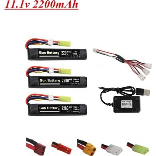 103mm 3S Water Gun Lipo Battery 11.1V 2200mAh 40c with T / Tamiya Plug for Mini Airsoft BB Air Pistol Electric Toys Gun RC Parts