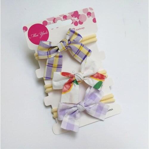 3 Pcs Baby Nylon Bows Headbands Plaid Butterfly Hairband Children Flower Butterfly Bowknot Hairband Seamless Hair Accessories