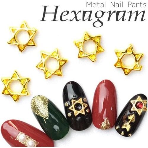 50pcs/pack Japan Korea New Nail Art Alloy Hollow Hexagram Metal Jewellry Accessories Collection for Women Nail Polish DIY