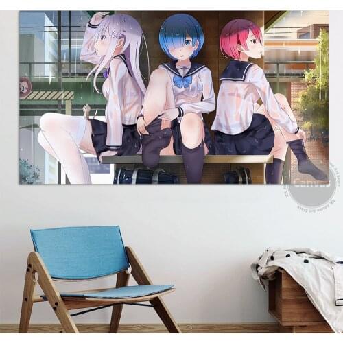 Anime sexy Emilia Ram Rem re:zero Poster Pictures Home Manga Decoration Paintings Canvas HD Prints Wall Art Modular Living Room