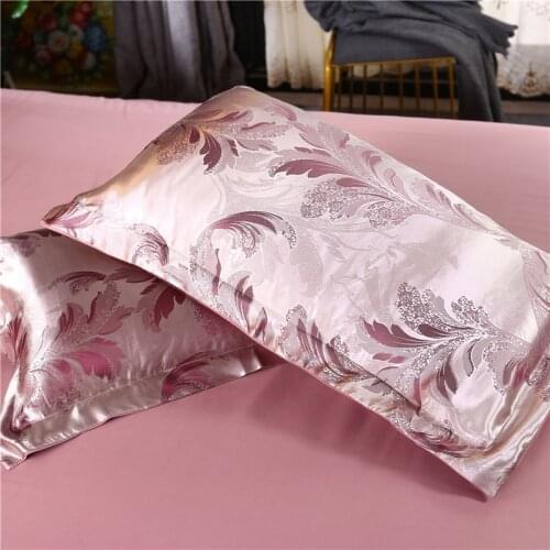 2 Pcs Satin Silk Pillowcase Retro Floral Printing Satin Imitated Silk Pillow Cover 48cmx74cm Wedding Decor Pillowcase