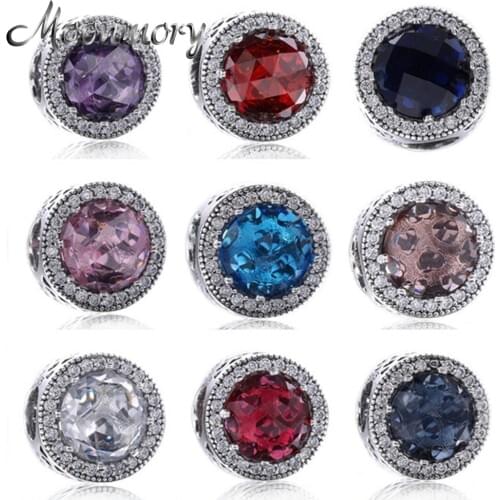 Moonmory Radiant Hearts Charms Beads Fits For Brand Snake Bracelet Authentic 925 Sterling Silver Beads For DIY Jewelry Marking