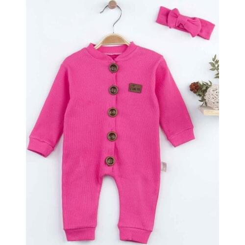 Fuchsia Baby Girl Rompers Babies Clothes Set Outfit Cotton Comfortable Underwear Hair bandanna New Season Girls Salopet Model