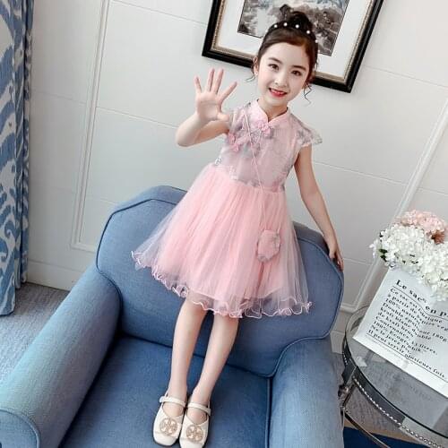 Girls Cheongsam Dress with bag Kids Princess Party Performing Embroidery Dresses Birthday Girls Dresses qipao Dress vestidos