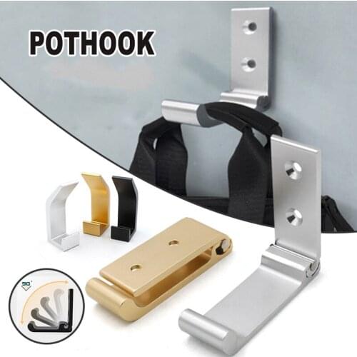Home Tool 90 Degrees Folding Clothes Hook Aluminum Alloy Punch-free Wall Hook Hanging Storage Device For Bag Hat Nails Available