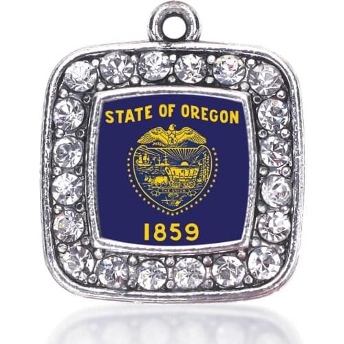 OREGON FLAG ORANGE RIBBON SURVIVOR AND BLUE TEAM HELMET ONE LOVE SQUARE CHARM