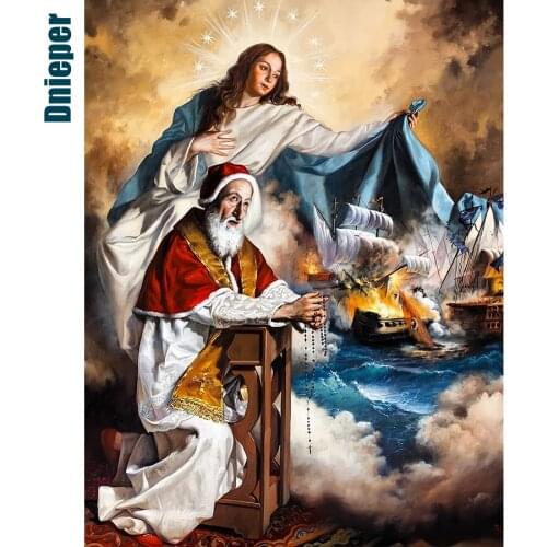 Dnieper Full Square Round Diamond Painting Catholic Church Diy 5d Cross Stitch Embroidery Religion Handwork Art Picture