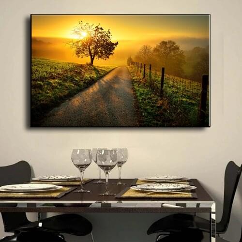 Dawn Sunshine HD print on canvas painting lawn and maple wall art prints and posters for modern pictures home decorationpainting