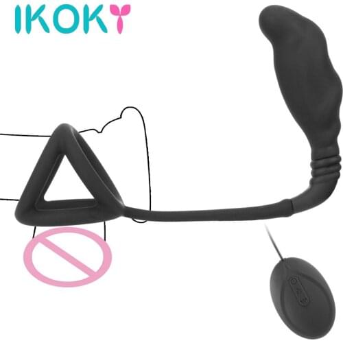 IKOKY Penis Ring Sex Shop Vibrating Cock Rings Delay Ejaculation Sex Toys For Men 7 Mode Prostate Massager Adult Products