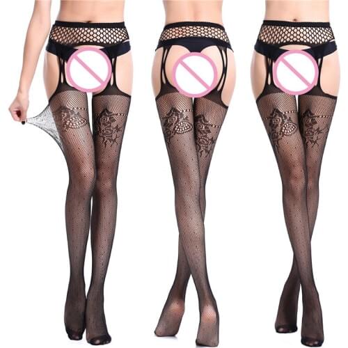 Womens Fishnet Stockings Plus Size Bodystocking Female Erotic Lingerie Open Crotch Tights For Sex women Pantyhose Body Socks