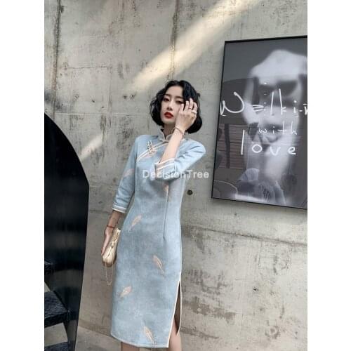 2021 lace sexy full sleeve cheongsam dress party evening female chinese style improved qipao chinese dress elegant party dress