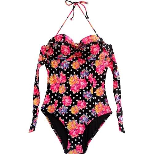 Summer Women Black Print Flower Swimsuit swimwear Sexy Secret Design One-Piece Suits Bathing Suit