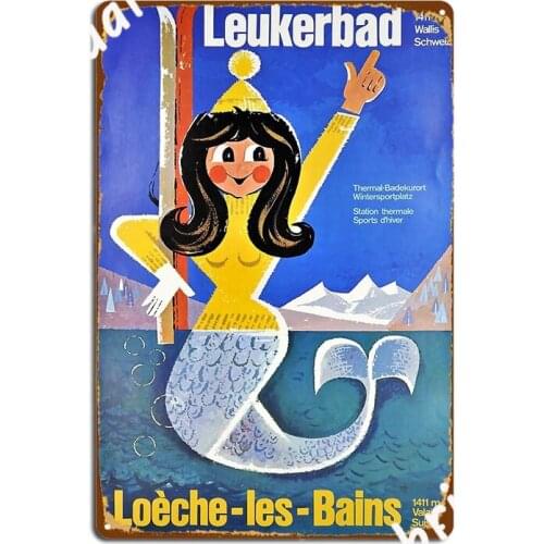 Leukerbad Station Thermale Ski Poster Metal Sign Classic Pub Garage Garage Decoration Wall Cave Tin Sign Poster