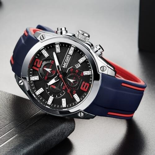 MEGIR Sport Watch Men Blue Silicone Chronograph Quartz Man Watches Clock Luxury Brand Wristwatch Relogio Masculino Reloj Hombre