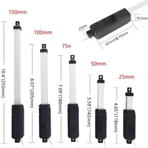 DC 12V Mini Linear Actuator 15mm/s 20N Stroke 25/50/75/100/150mm Telescopic Stick Electric Gear 12 V Volt Linear DC12V Actuator
