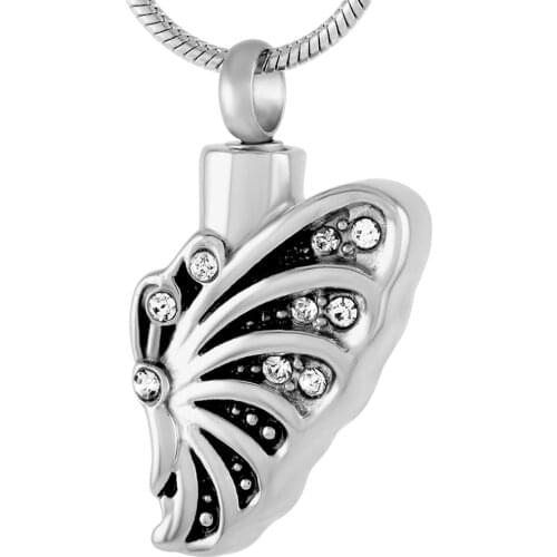 MJD9215 Butterfly Urn Necklace Memorial Jewelry for Ashes Keepsake Cremation Pendant for Love
