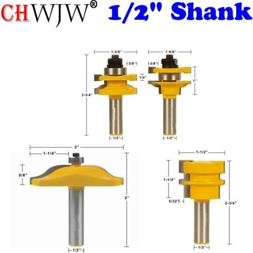 Rail & Stile Cabinet Door Router Bit Set 4 Bit Ogee -1/2" Shank door knife Woodworking cutter Tenon Cutter for Woodworking Tools