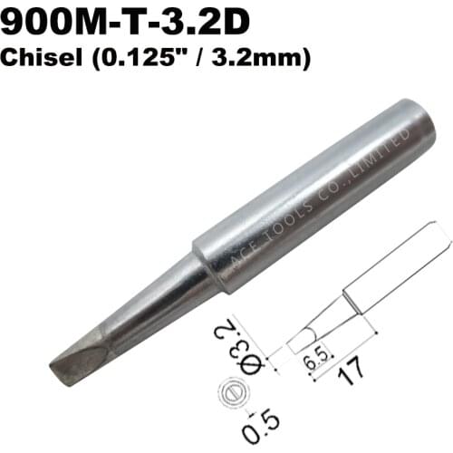 Soldering Tip 900M-T-3.2D Chisel 3.2mm for Hakko 936 907 Milwaukee M12SI-0 Radio Shack 64-053 Yihua 936 X-Tronics 3020 Iron Bit