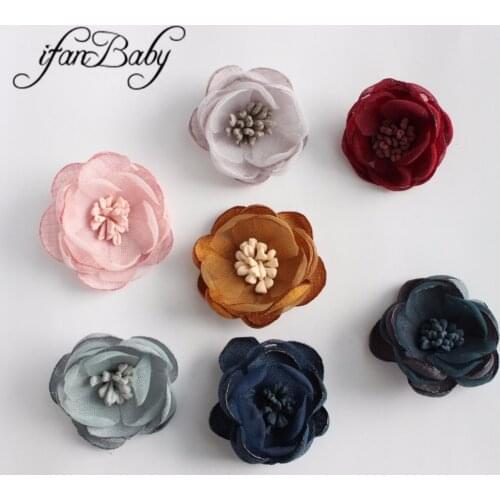Girl women unfinished hair flowers burn satin fabric flowers for hair shoes brooch singed flowers