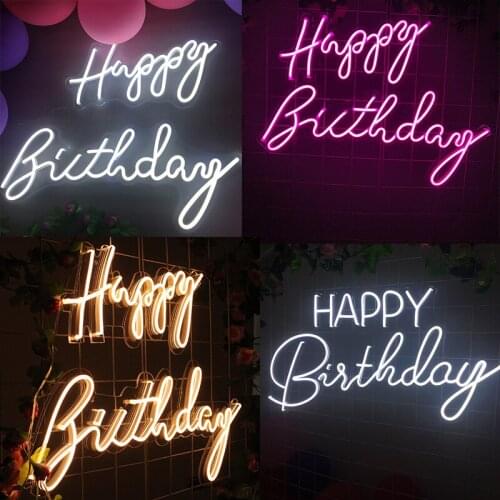 Neon Light Signs Custom Happy Birthday Festival Atmosphere Decor Visual Art Party Club Wall Hanging Flex Room Decor Aesthetic