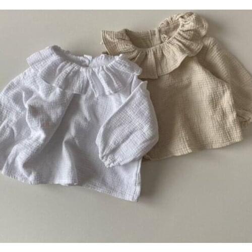 2021 New Stlye Girls Boys Ruffles Shirt Cotton Autumn Full sleeve Fashion Babys top 1-6 year MY639