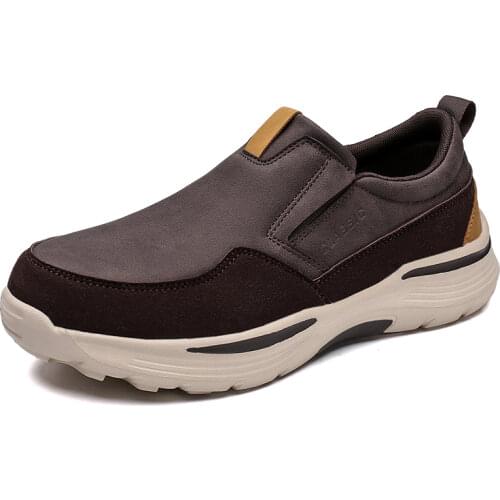 2021 New Mens Leather Casual Shoes Slip-On Clunky Sneaker For Men Fashion Thick-Soled Dad Shoes Platform Sneakers Big Size 48