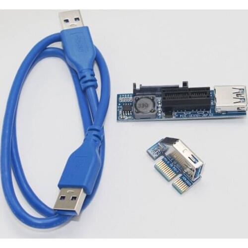 NEW PCI-E PCI E Express 1X to 1X Extender Adapter Riser Card USB 3.0 Cable SATA Power for Miner Mining Motherboard PCI-E X1 Slot