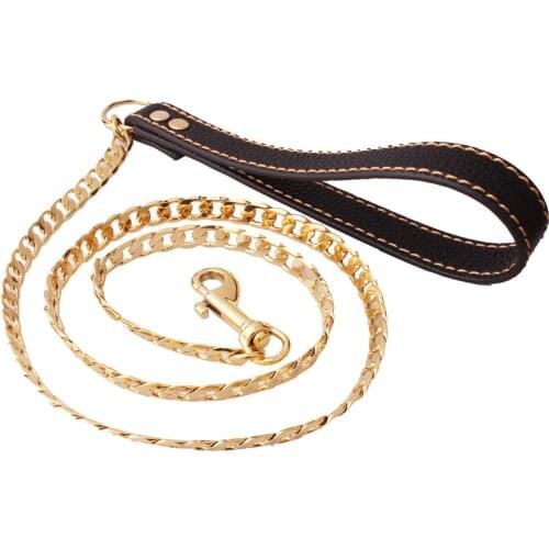 Black Gold Stainless Steel Dog Leashes Rope Training Metal Pet Leash Dogs Chain for Pet Stuff Accessories Product Pug Pitbull