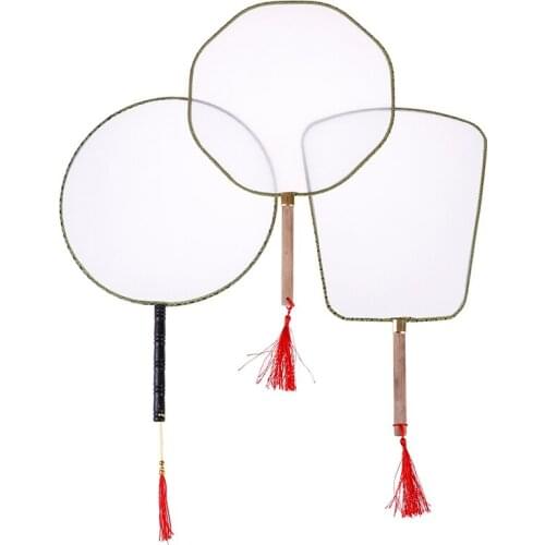 Blank Childrens Drawing Fan Childrens DIY Handmade Painting Palace Fan Round Fan Kindergarten Puzzle Art Painting Materials