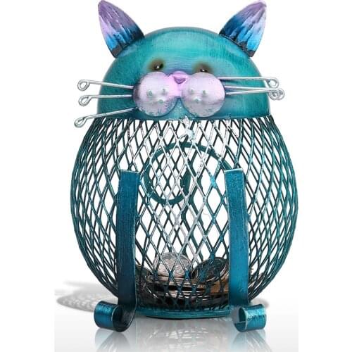 TOOARTS Cat Coin Box Piggy Money Box Bank Animal Creative Ornament Iron Art Ornament Handcrafts Interior Home Decoration