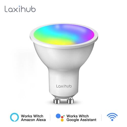 Laxihub GU10 WiFi Smart Bulb W/CCT/RGBW/RGB+CCT LED Lamp Cup with Dimmable Timer Function Magic Bulb Works for Alexa Google Home