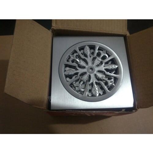 10*10cm Chrome Drain, Solid Brass Chrome Silver Shower Drain Bathroom Square Cover Anti-odor Hair Strainer Balcony Floor Drain