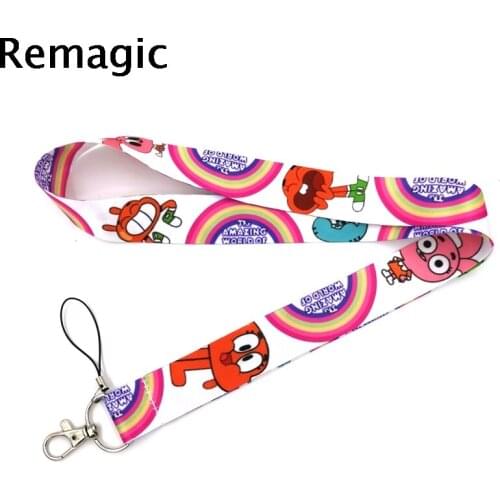 20pcs Cartoon characters rainbow Neck Strap Lanyards ID badge card holder keychain Mobile Phone Strap Ribbon webbing necklace